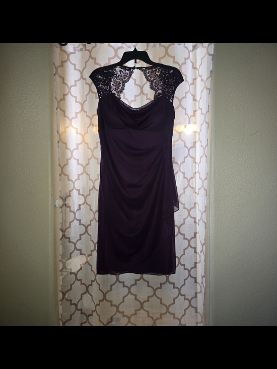 Xscape Dresses & Skirts - Xscape Plum Lace-Shoulder Midi Dress